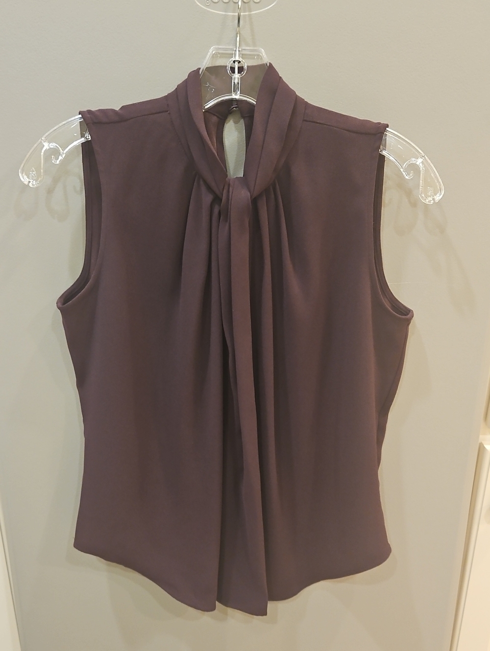 Sleeveless Tie-Neck Blouse - Plum